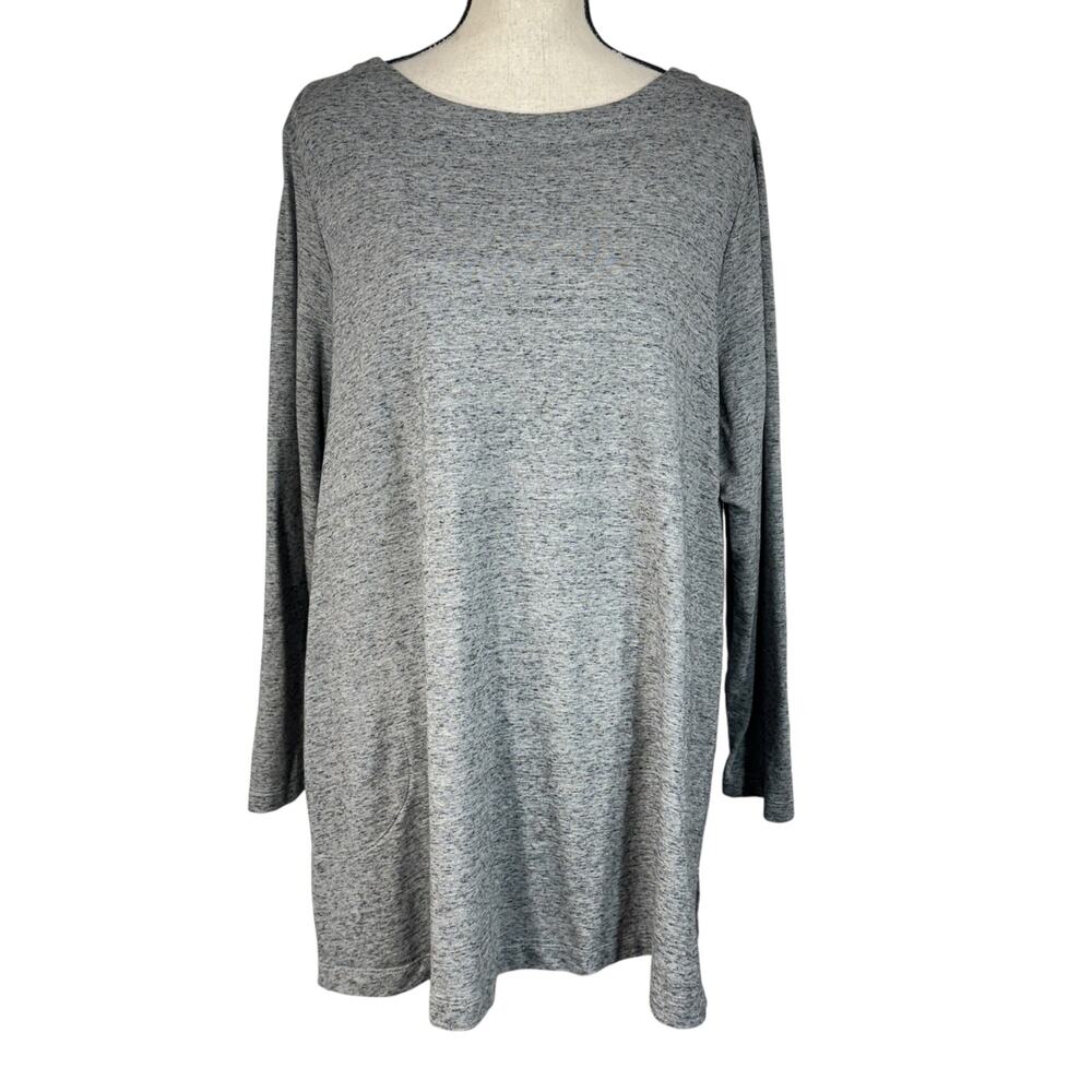 PureJill 2X-Large Affinity French Terry Tunic Top Long Sleeve Stretch Slits Gray